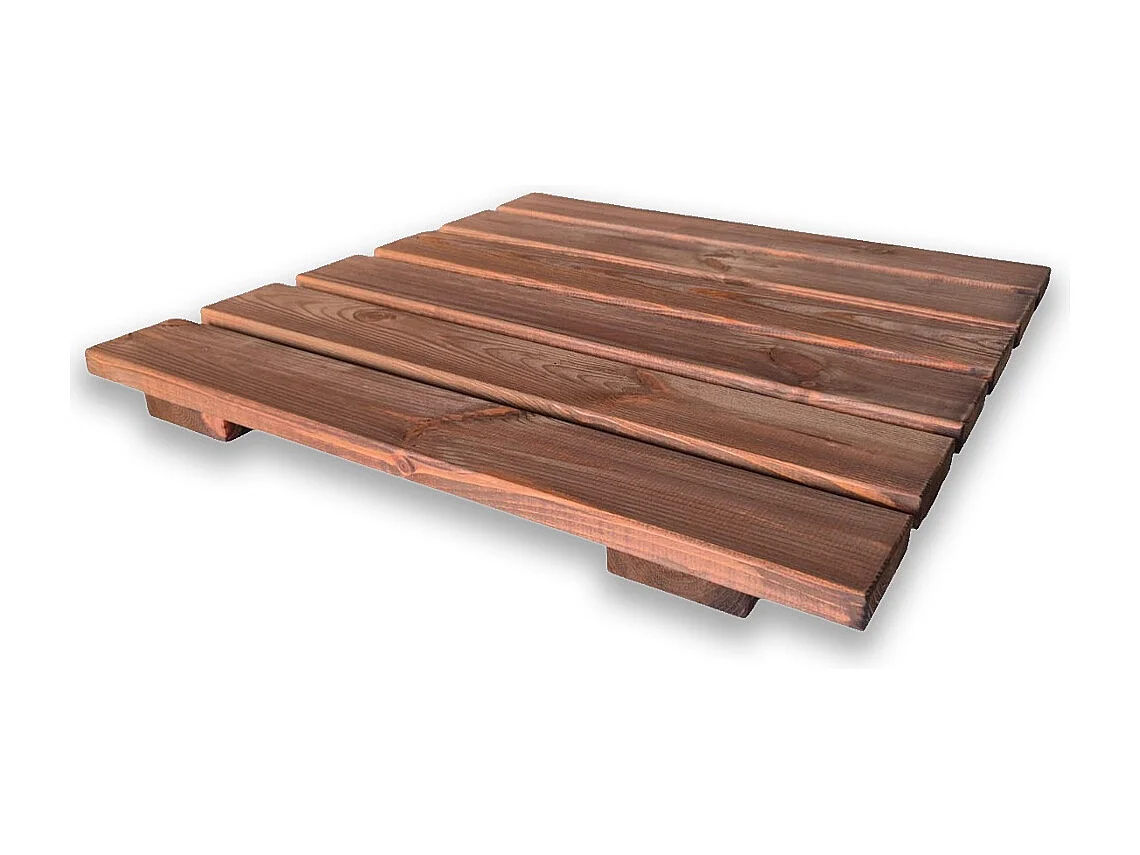 Pedana Doccia Antiscivolo 60x60 cm in Legno di Pino, Marrone Teak