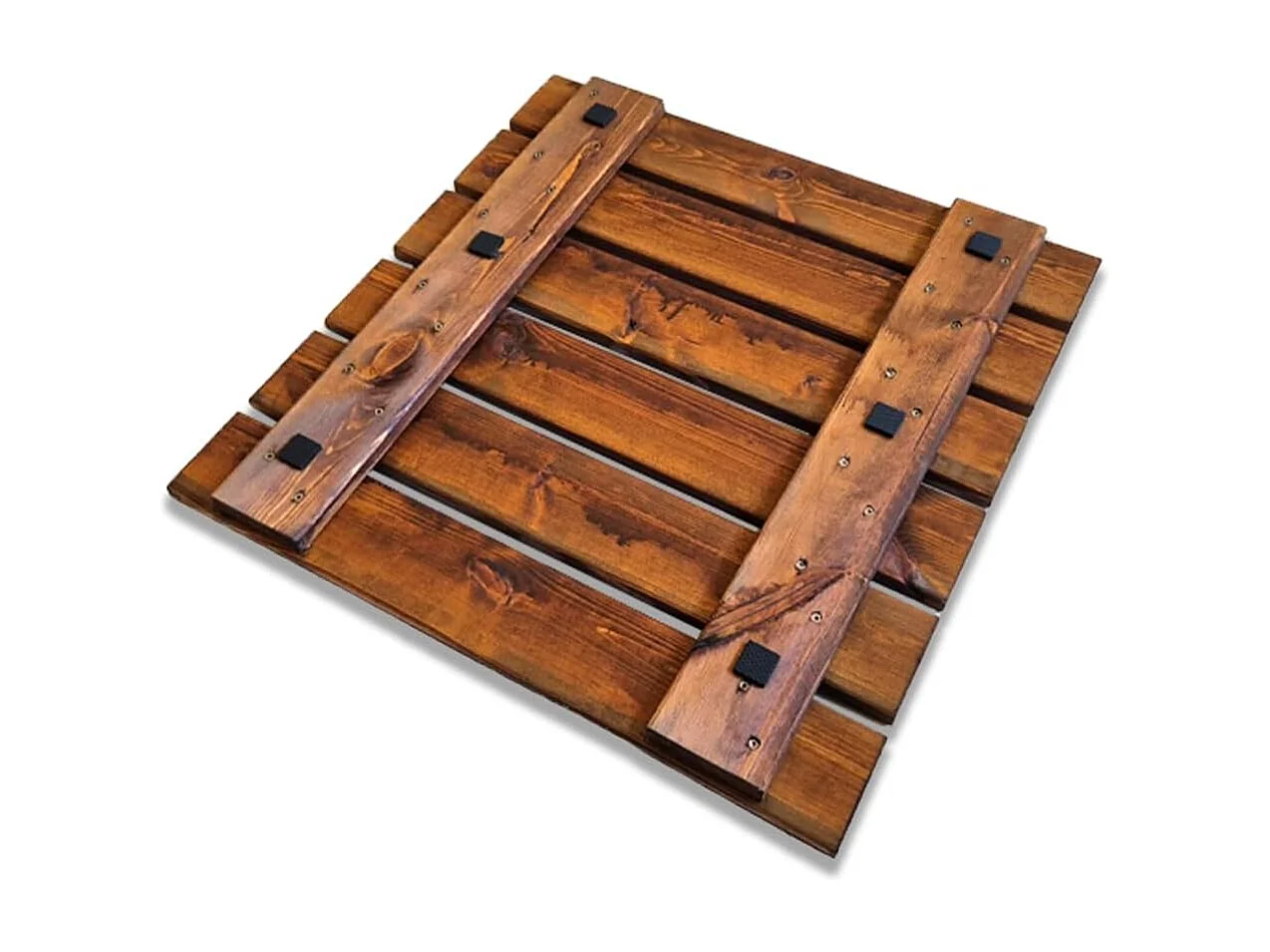 Pedana Doccia Antiscivolo 60x60 cm in Legno di Pino, Marrone Teak