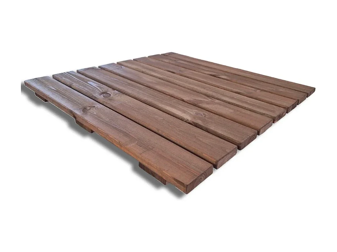 Pedana doccia in legno antiscivolo 78x78 cm, Marrone Teak