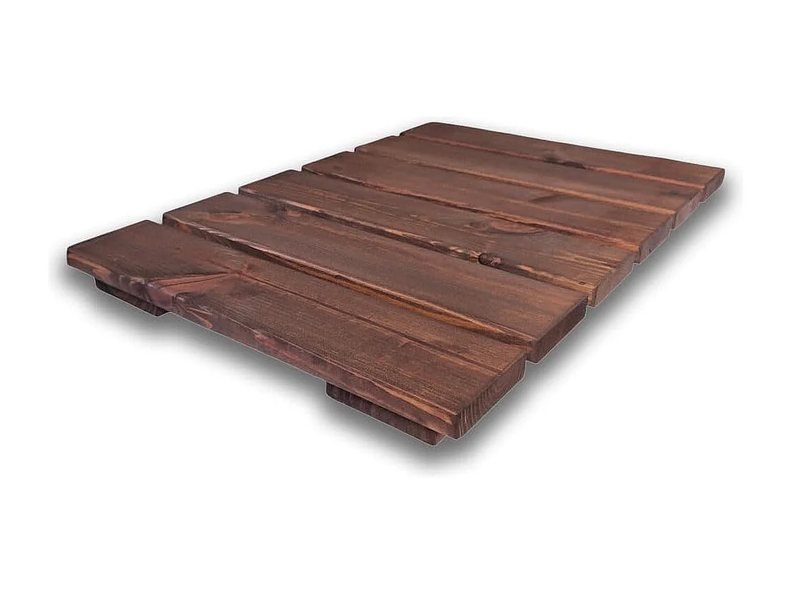 Pedana Doccia Antiscivolo 60x40 cm in Legno di Pino, Marrone Teak