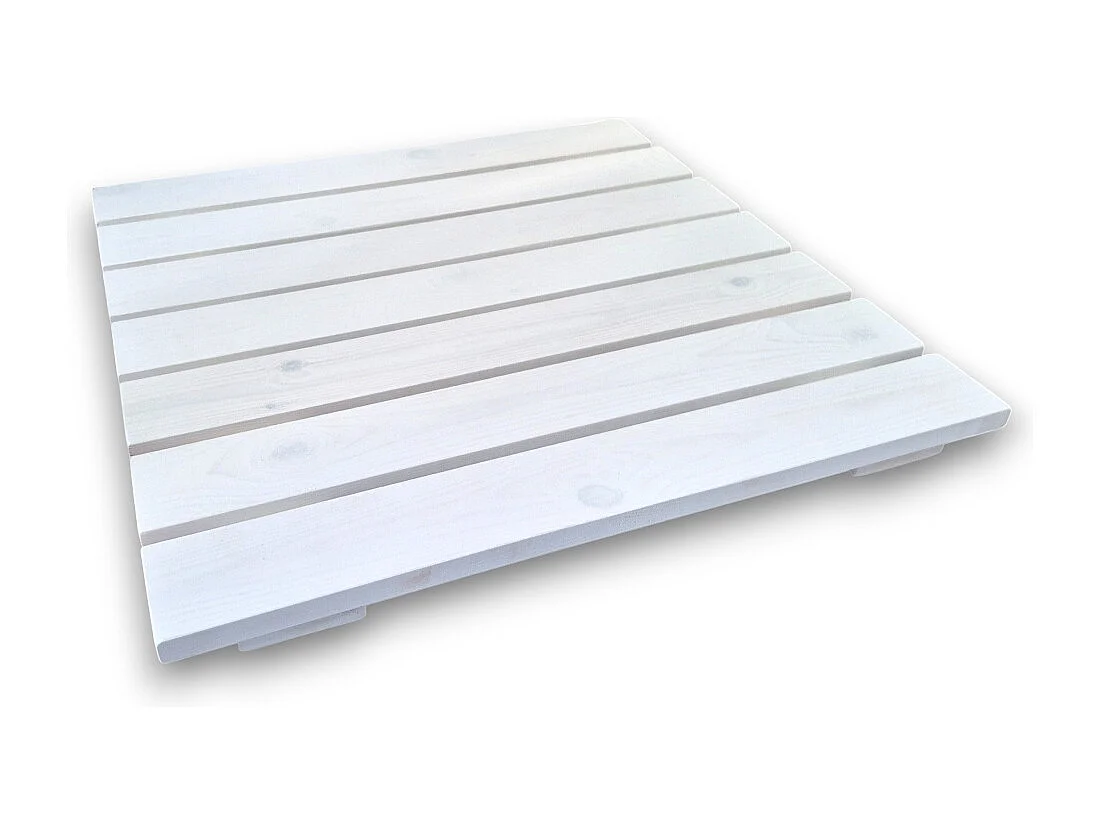 Pedana Doccia Legno Antiscivolo Sunwood 70x70 cm - Design Moderno Made in Italy - Bianco