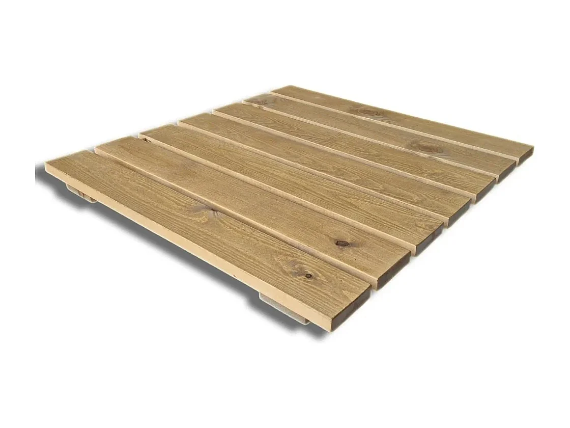 Pedana Doccia Antiscivolo 70x70 cm, in Legno Massello di Pino - Finitura Rovere Chiaro