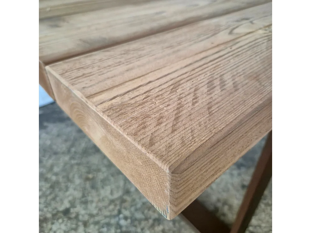 Tavolo in Legno Termowood e Acciaio Corten da Esterno/Interno