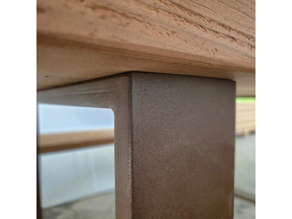 Tavolo in Legno Termowood e Acciaio Corten da Esterno/Interno