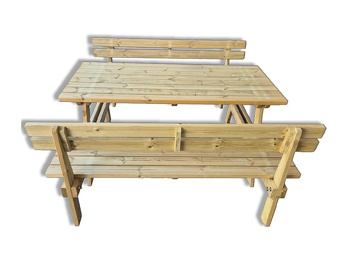 Tavolo da picnic in legno 180x190x78h cm, 6 posti