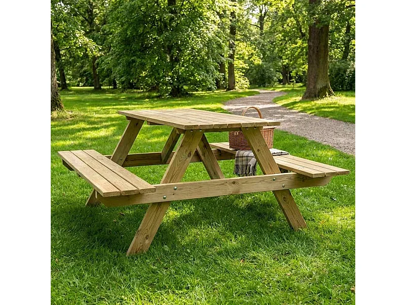Tavolo Picnic in Legno Slim 160x160 cm - Pino Impregnato