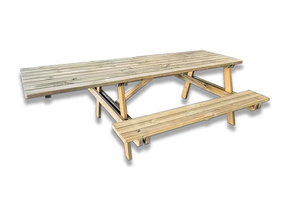 Tavolo Picnic Legno con Panche Integrate e Posto per Disabili