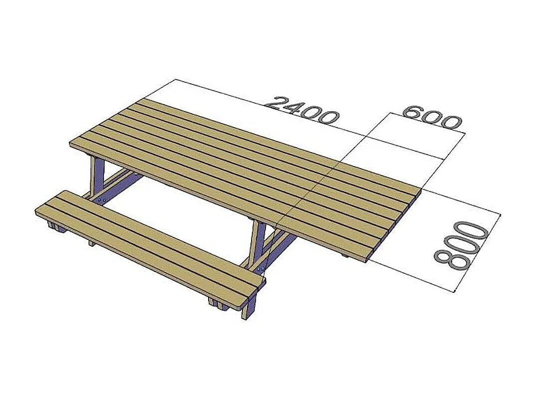 Tavolo Picnic Legno con Panche Integrate e Posto per Disabili