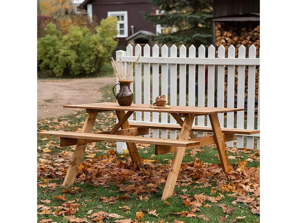 Tavolo Picnic in Legno Impregnato, 164x150x77 cm