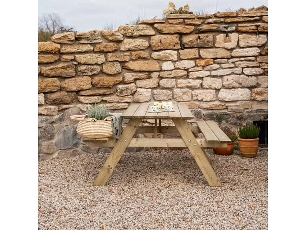 Tavolo Picnic in Legno Impregnato, 164x150x77 cm
