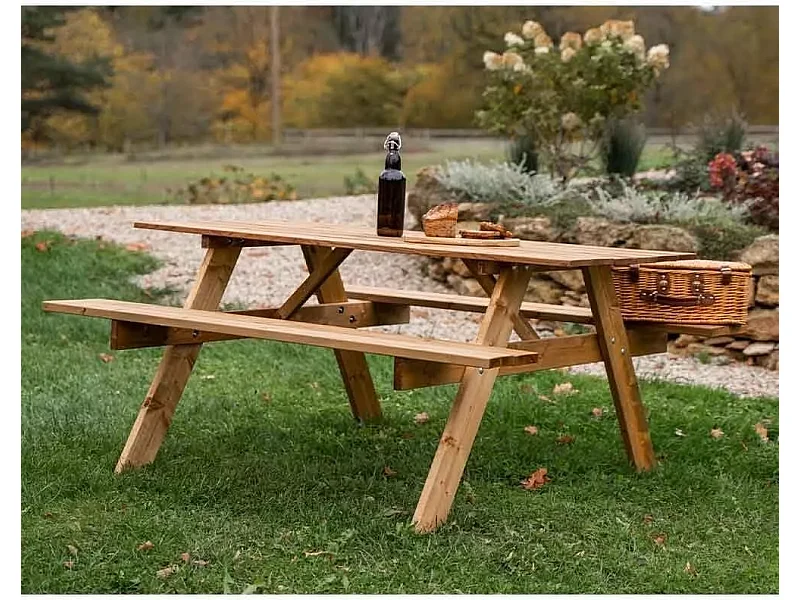 Tavolo Picnic in Legno Impregnato, 164x150x77 cm