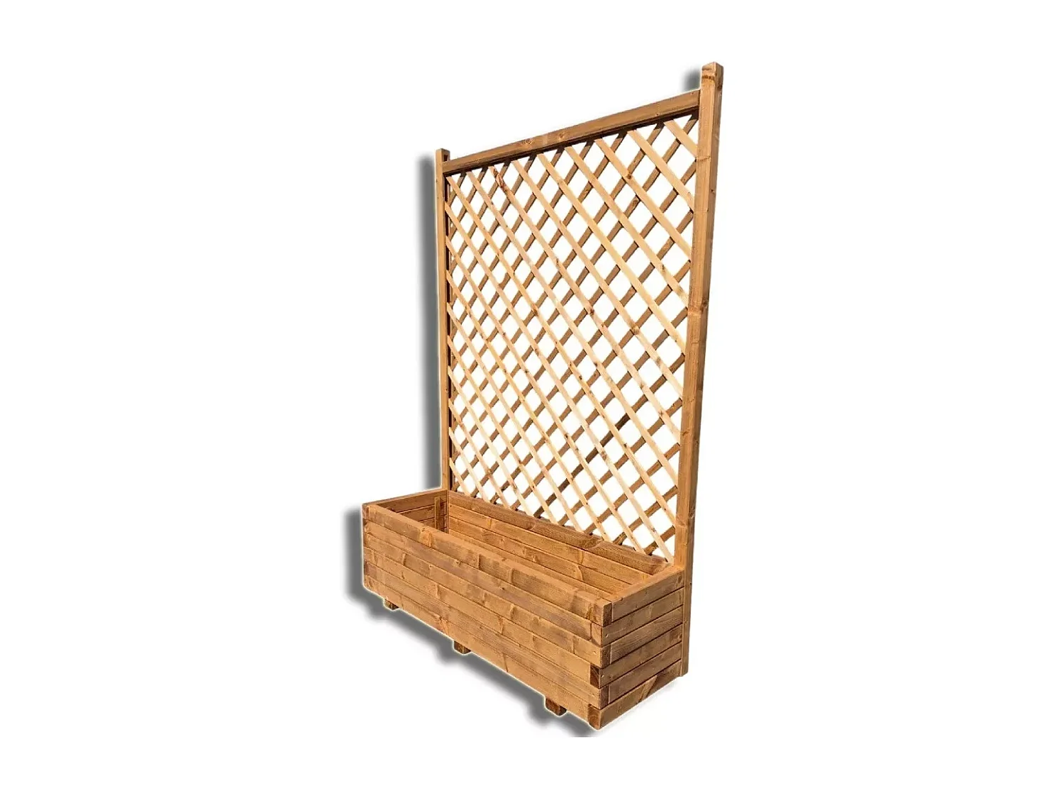 Fioriera con Grigliato in Legno, 119x39xh168 cm, Impregnata