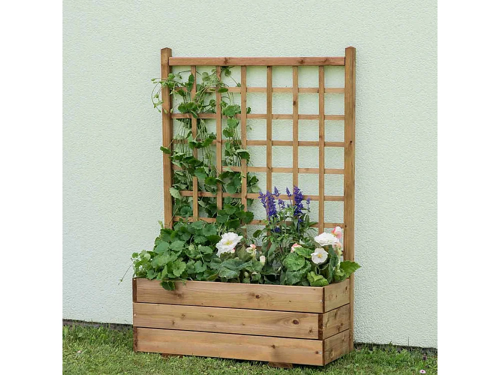 Fioriera con Grigliato in Legno, 80x32x120h