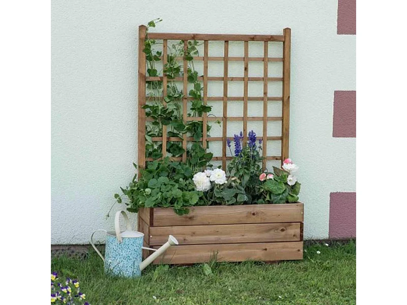 Fioriera con Grigliato in Legno, 80x32x120h