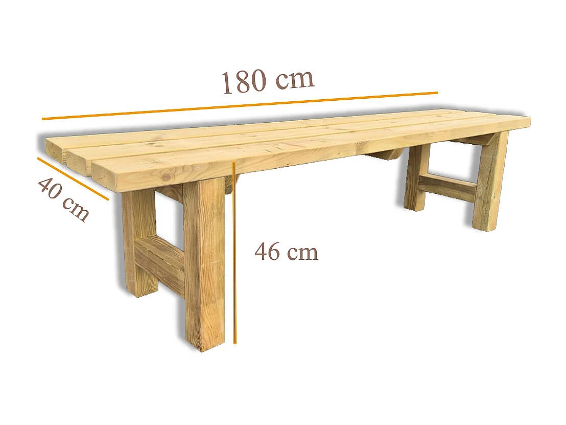 Panchina da Giardino in Legno 3 posti, 180x40x46 cm