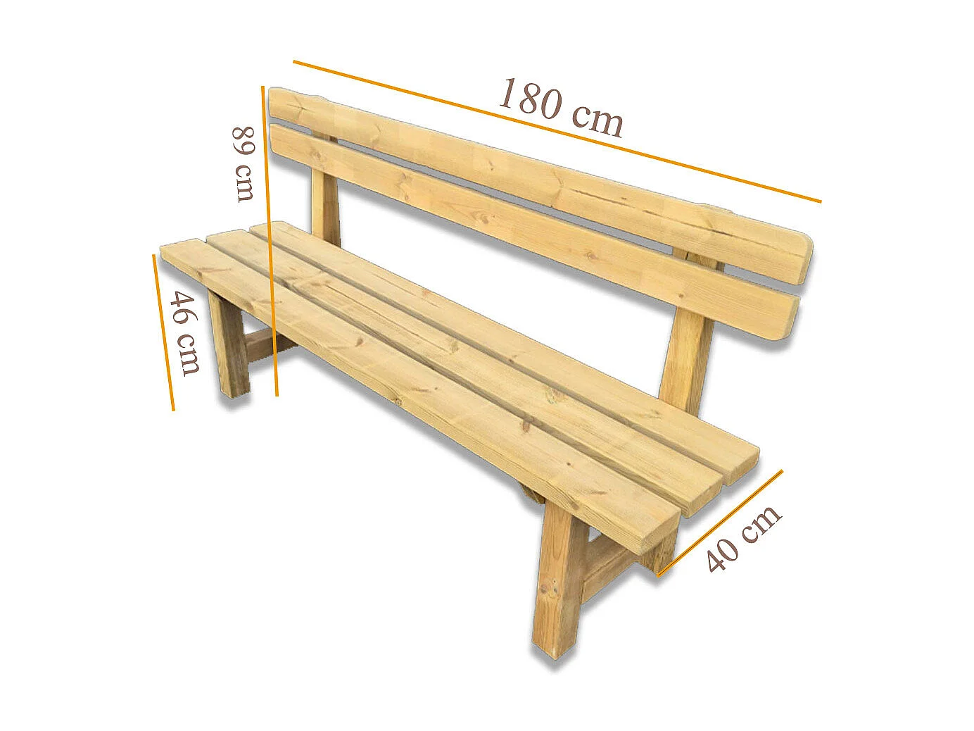 Panchina da Giardino in Legno con Schienale, 180x40x89 cm