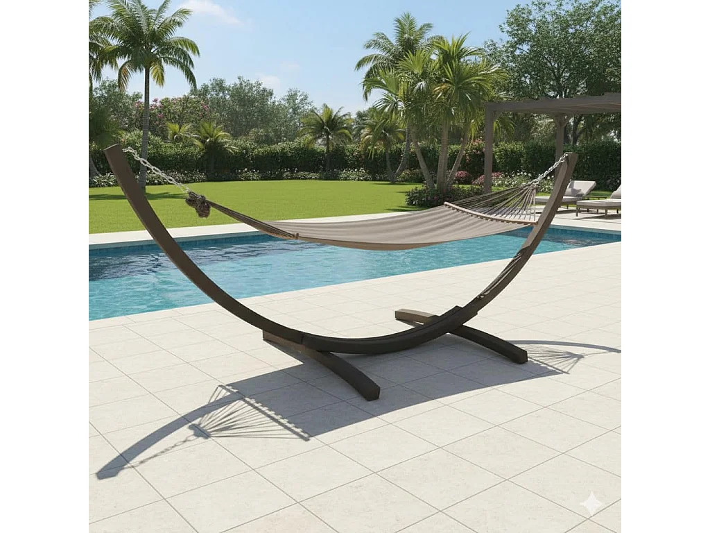 Amaca da Giardino Premium Artigianale Made in Italy - Struttura in Legno di Pino Impregnato Grigia