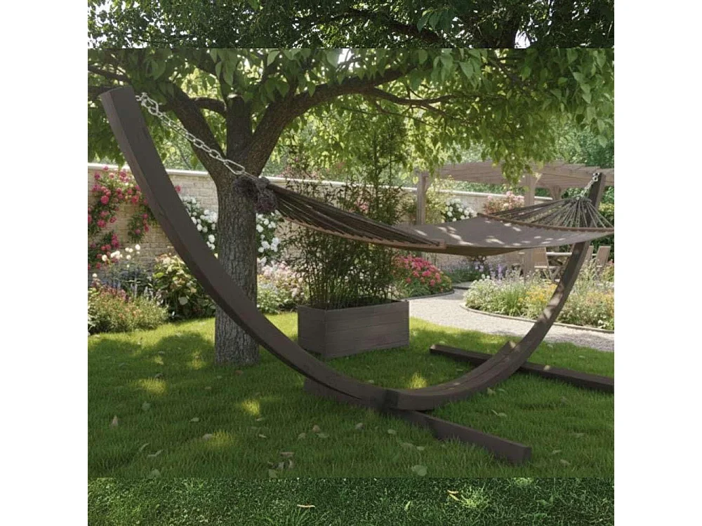 Amaca da Giardino Premium Artigianale Made in Italy - Struttura in Legno di Pino Impregnato Grigia