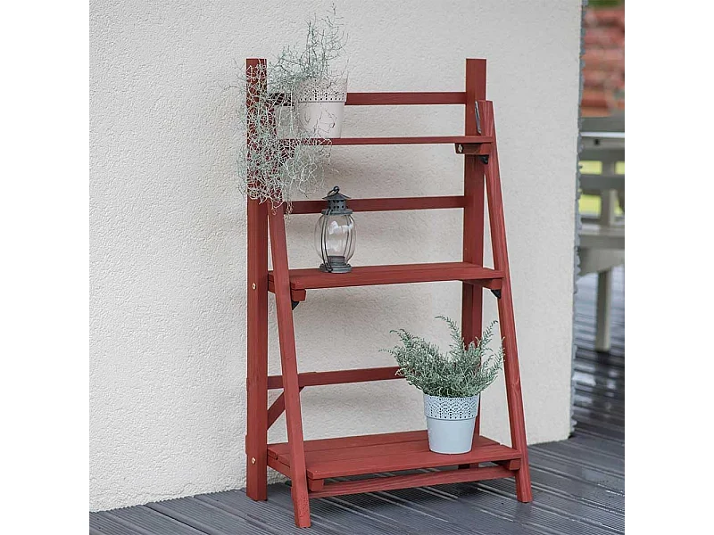 Scaffale portafiori da esterno in legno di pino, 58x32xh100cm, con finitura protettiva