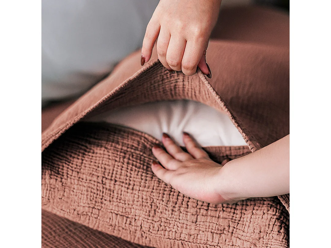 Taies d'oreillers 65x65cm - Mocca Mousse - Gaze de Coton