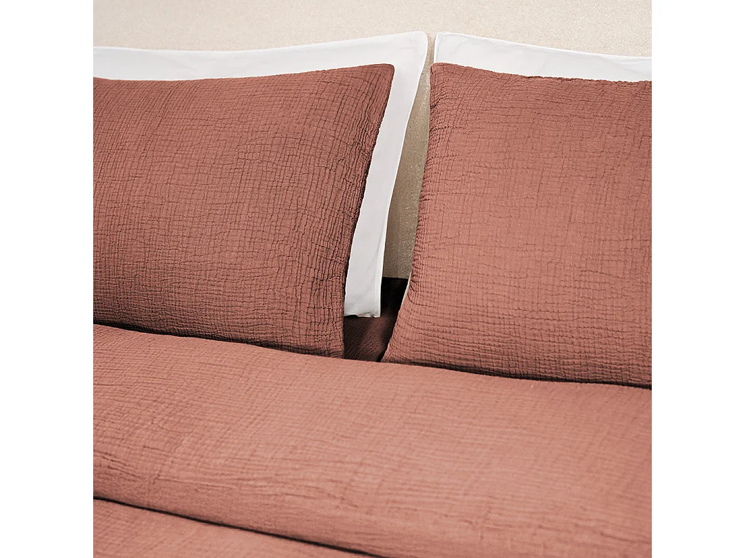 Taies d'oreillers 65x65cm - Mocca Mousse - Gaze de Coton
