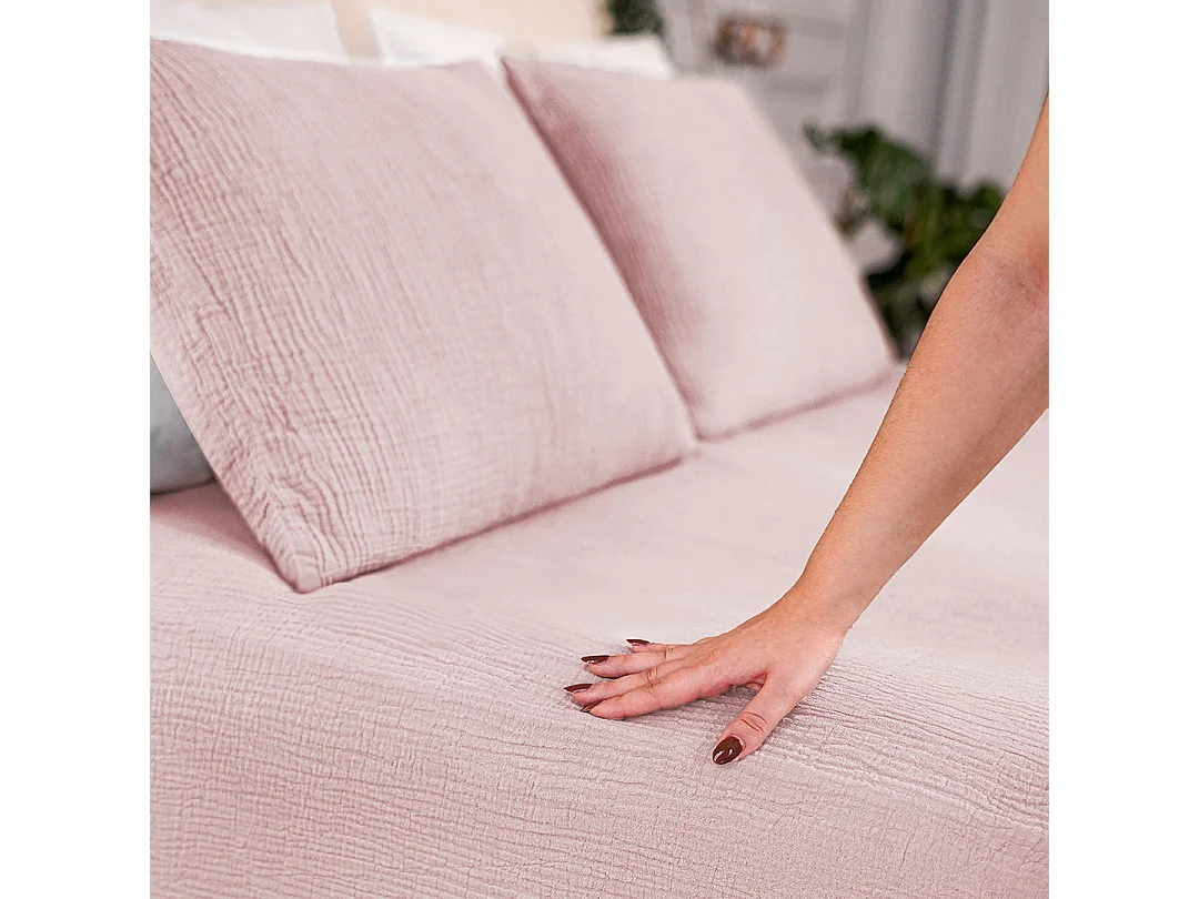 Taies d'oreillers 65x65cm - Peach Blush - Gaze de Coton