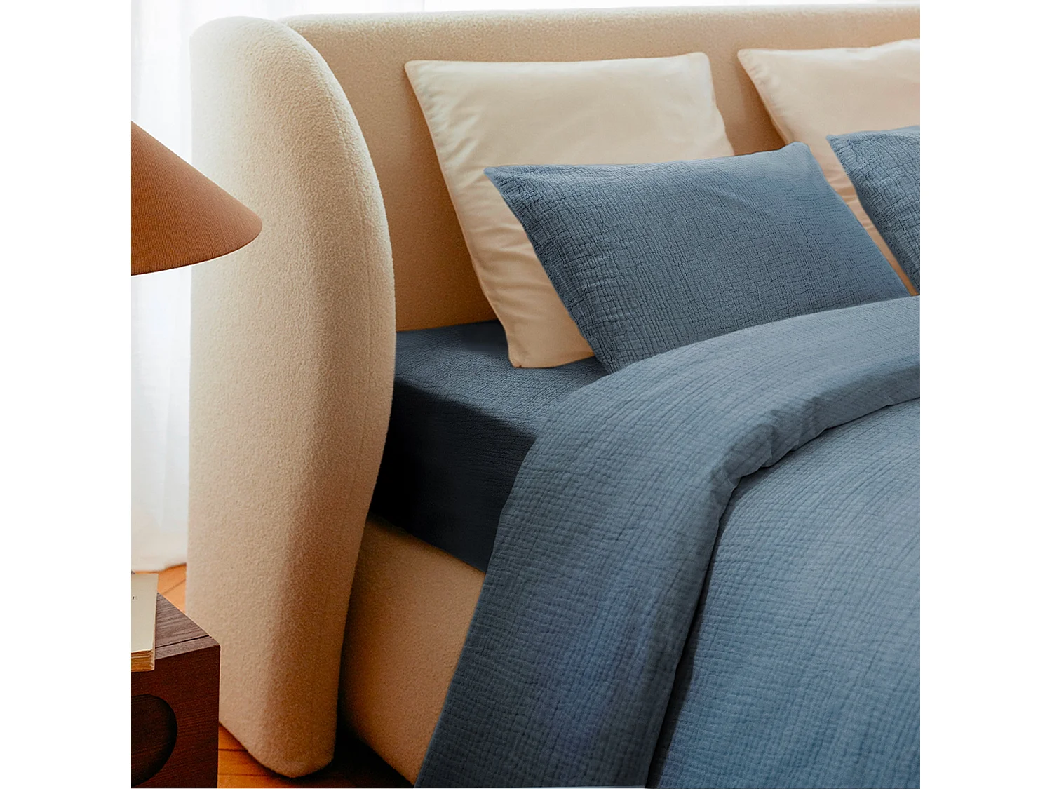 Taies d'oreillers 65x65cm - Dusty Blue - Gaze de Coton