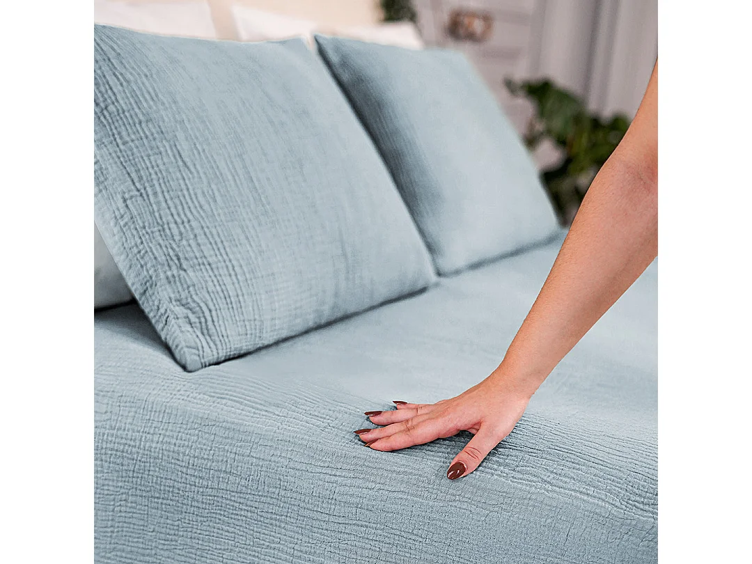 Taies d'oreillers 65x65cm - Dusty Blue - Gaze de Coton