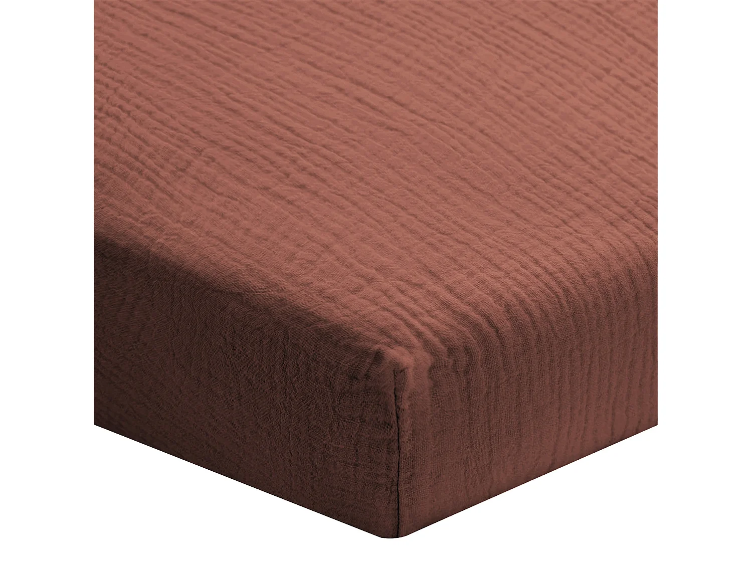 Draps Housse 180x200cm - Mocca Mousse - Gaze de Coton