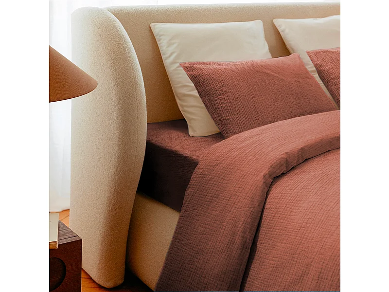 Draps Housse 140x190cm - Mocca Mousse - Gaze de Coton