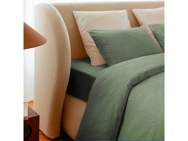 Draps Housse 160x200cm - Watercress - Gaze de Coton