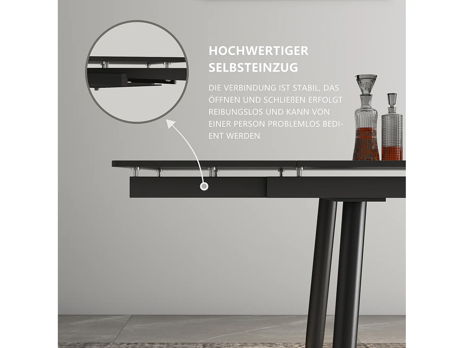 Ausziehbarer Tisch, Höhe 76 cm, Breite 90 cm, ausziehbar von 160 bis 240 cm, Tischplatte aus gesintertem Stein, Beige