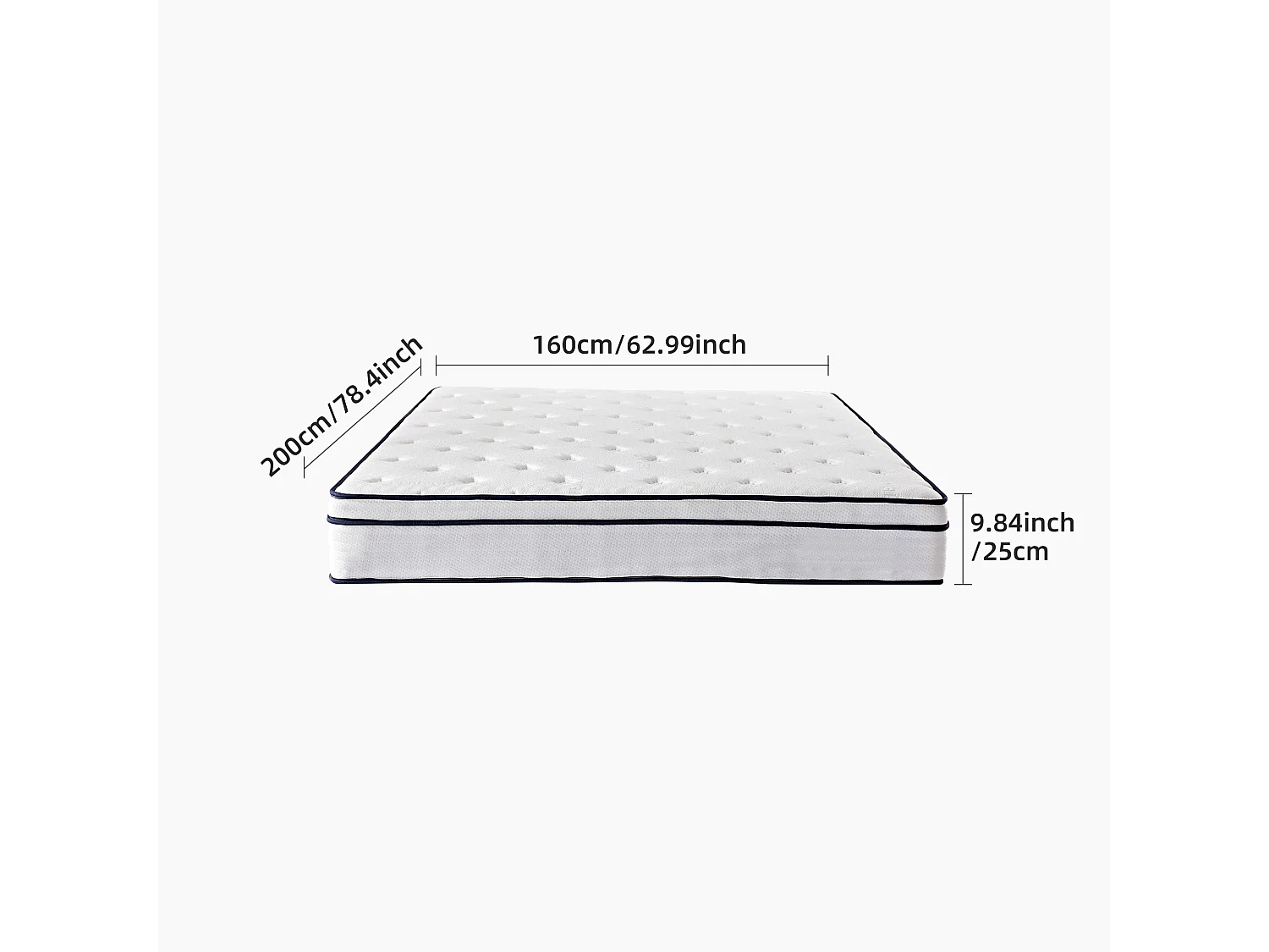 Matras 160×200 cm met pocketveren, 7-zones orthopedische ondersteuning van de wervelkolom, 25 cm, 6-laagse opbouw, voor volwassenen