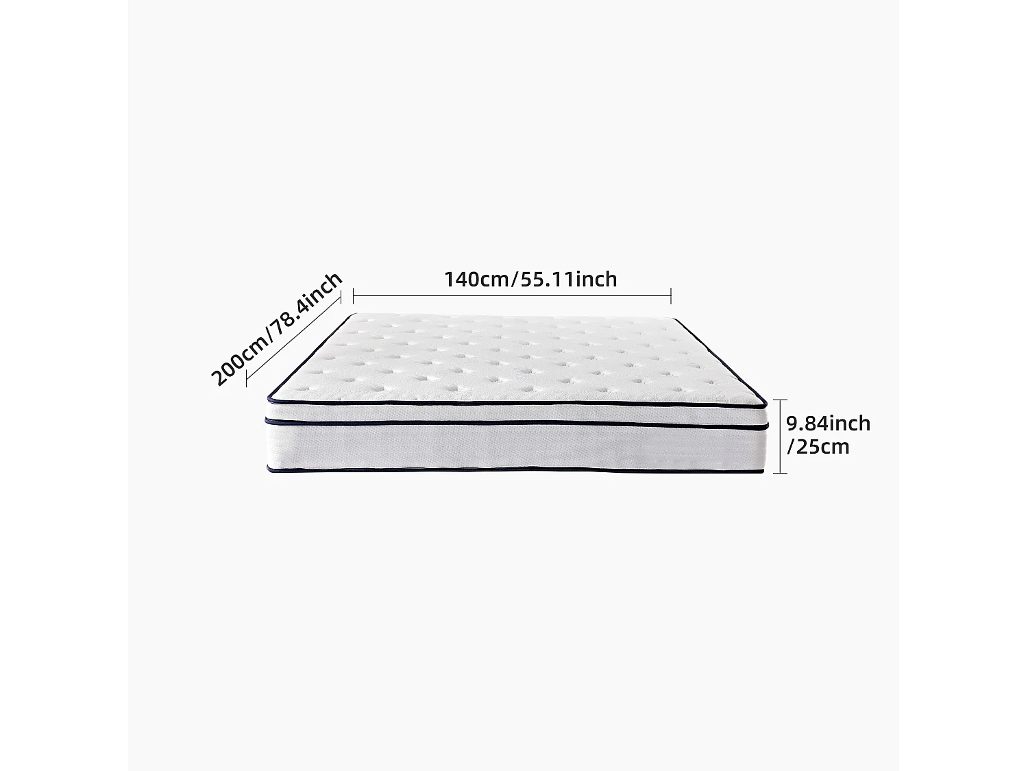 Matelas 140×200 cm à ressorts ensachés,soutien orthopédique de la colonne vertébrale à 7 zones, 25 cm, structure 6 couches, pour adultes