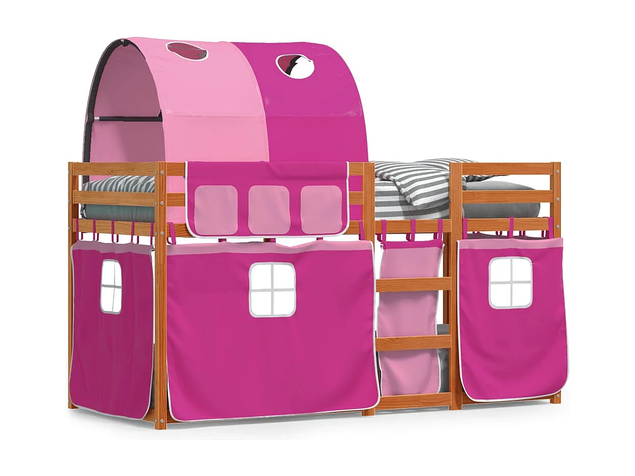 Lit uperpoé avec rideaux roe 75x190 boi pin maif