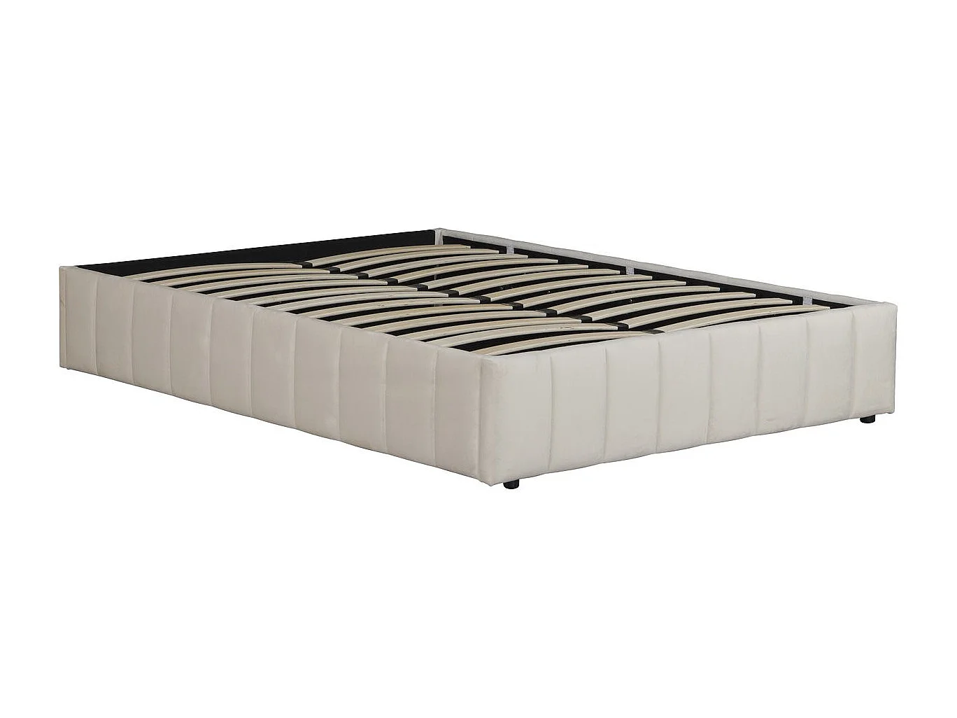 Lit double en velours avec coffre "Meribel" - Beige - 140 x 190 cm