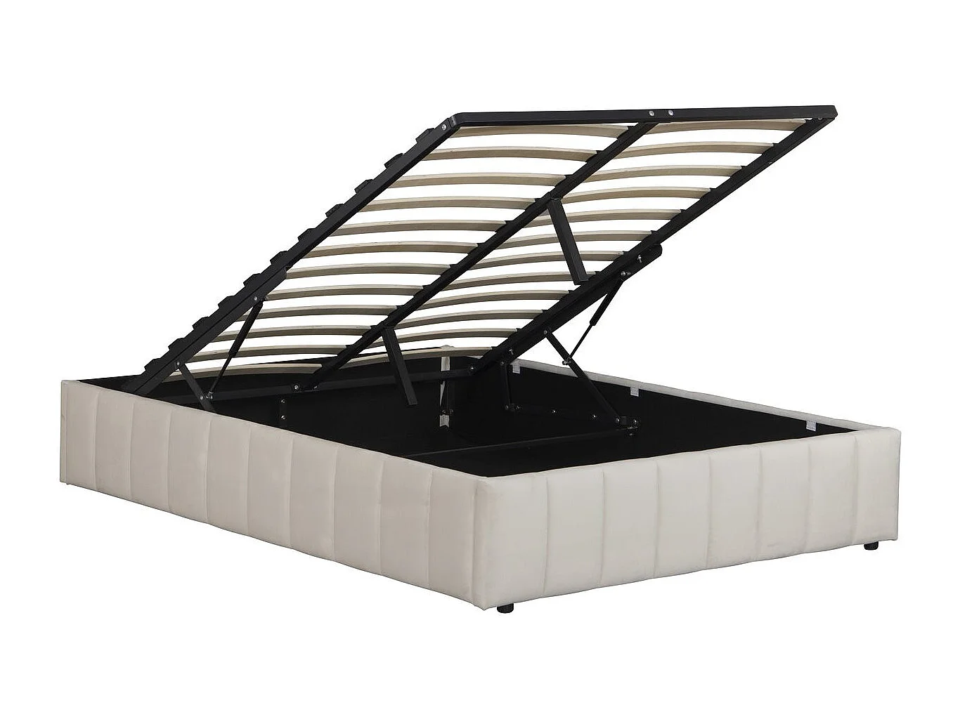 Lit double en velours avec coffre "Meribel" - Beige - 140 x 190 cm