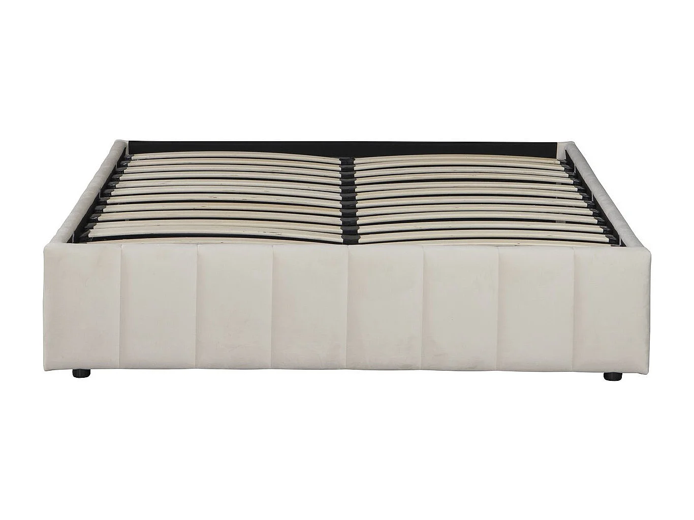 Lit double en velours avec coffre "Meribel" - Beige - 140 x 190 cm