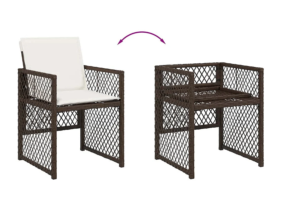 Set comedor para jardín 9 piezas y cojines ratán sintético marrón