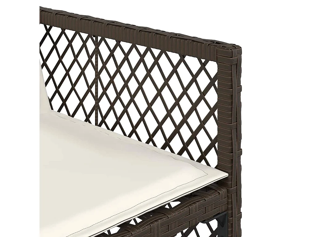 Set comedor para jardín 9 piezas y cojines ratán sintético marrón