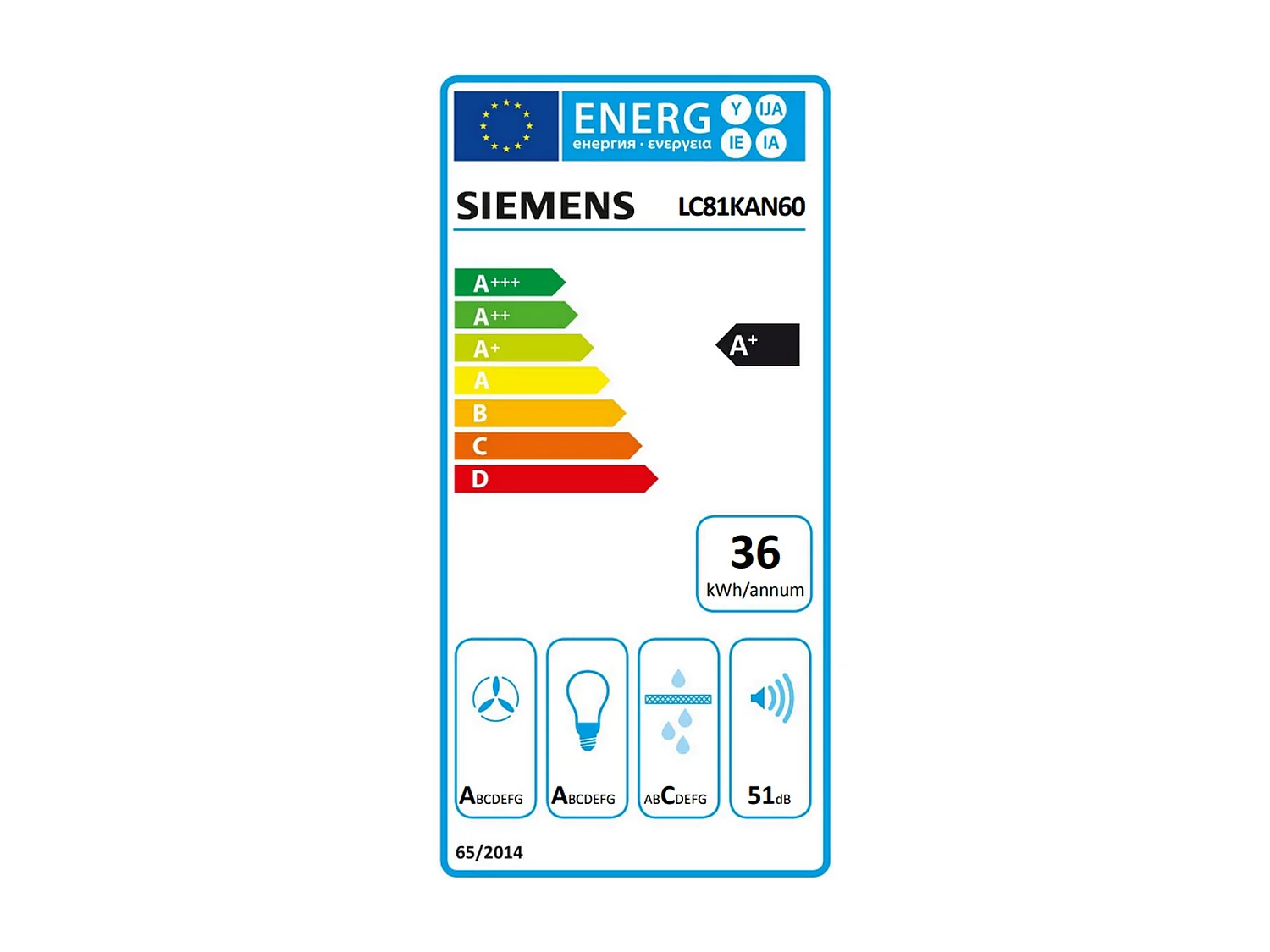 Siemens Hotte décorative inclinée 80cm 432m3/h noir - LC81KAN60