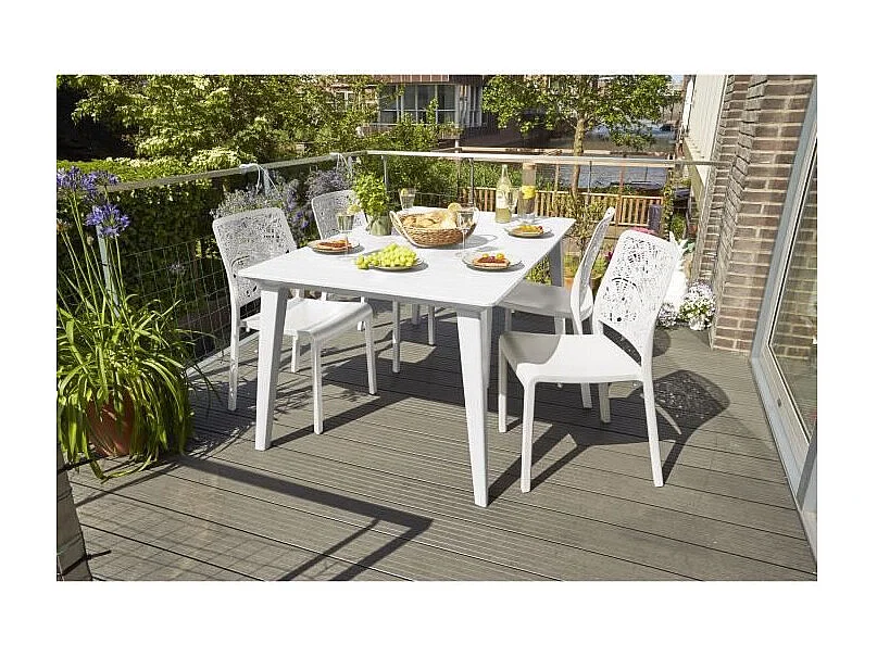 Table de jardin ALLIBERT by KETER LIMA 160 cm 6 places en résine blanche mate