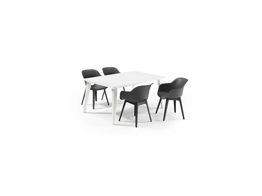 Table de jardin ALLIBERT by KETER LIMA 160 cm 6 places en résine blanche mate