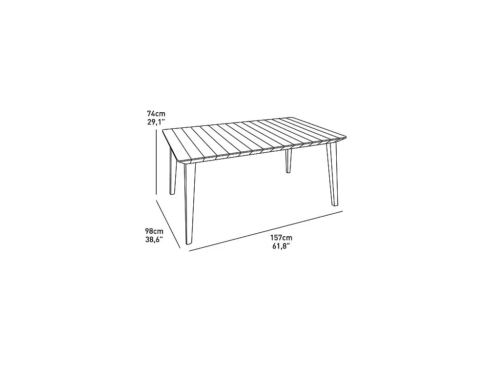 Table de jardin ALLIBERT by KETER LIMA 160 cm 6 places en résine blanche mate
