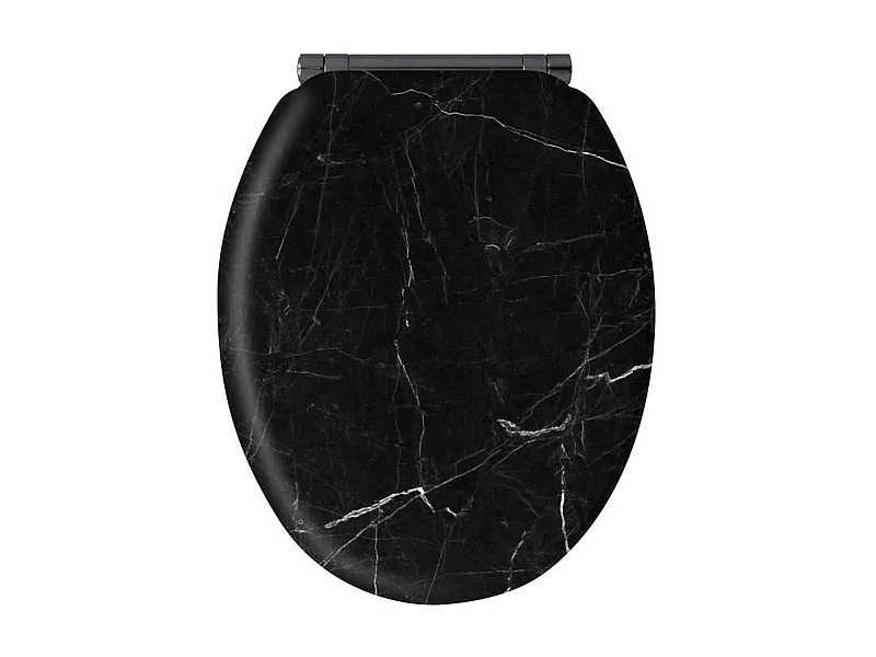 WC-bril van Zwart Marmer met Softclose - MDF FSC