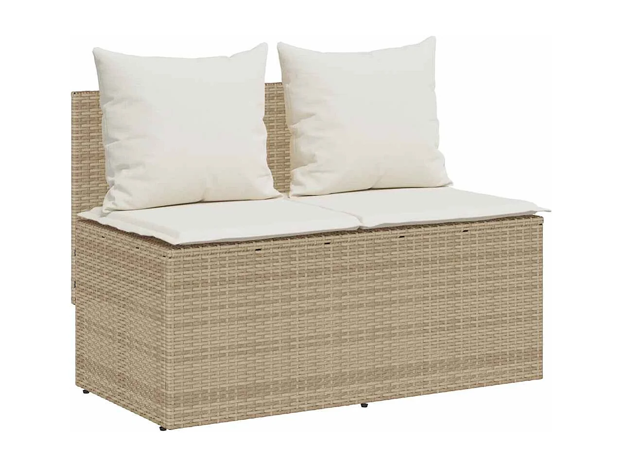 Ensemble à manger de jardin et coussins 3 pièces Beige poly rotin