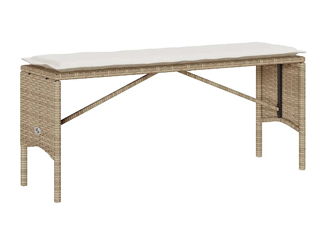 Ensemble à manger de jardin et coussins 3 pièces Beige poly rotin