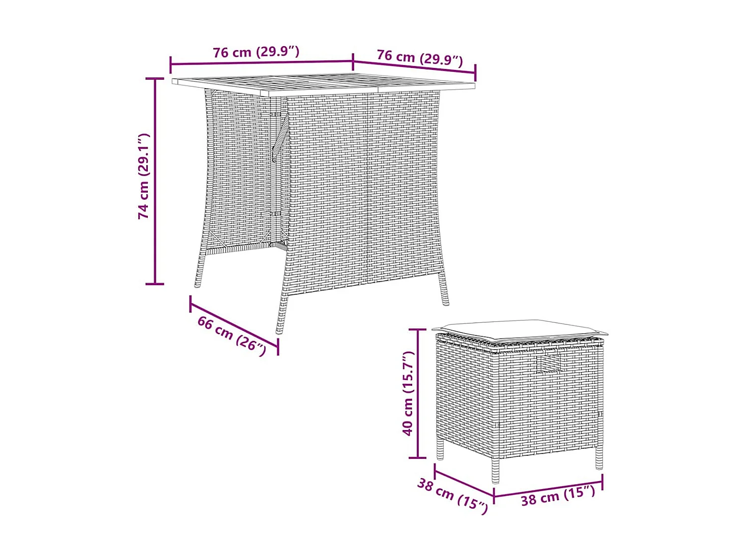 Set de muebles jardín 5 piezas con cojines ratán sintético negro