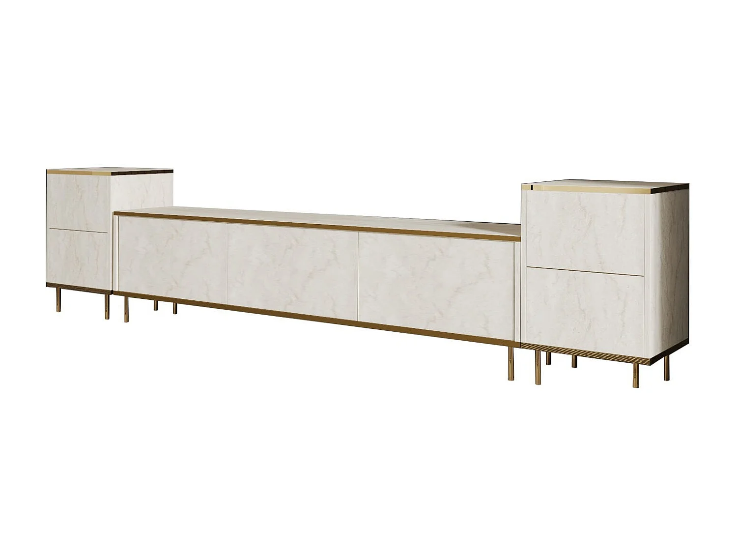 Trä-tv-ställ "Imaj" - 260 x 35 x 60 cm - TravertinOr - 7 dörrar