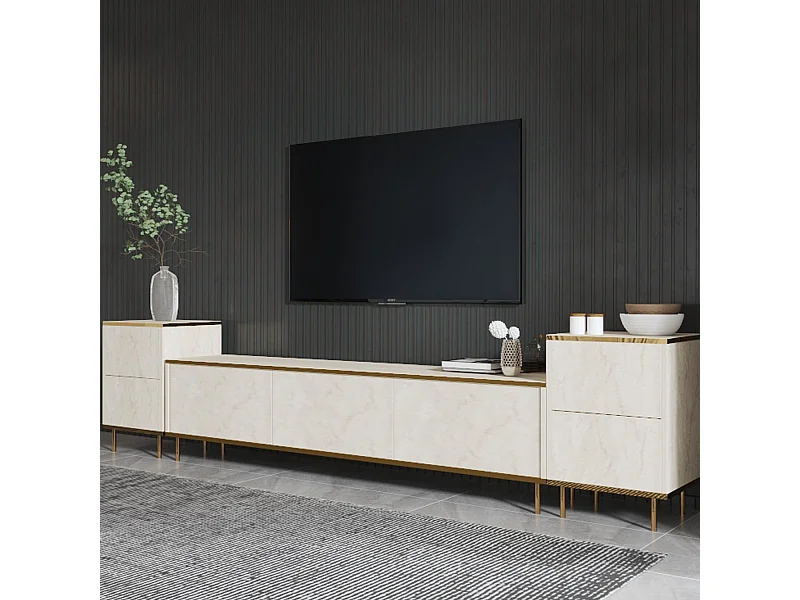 Meuble TV en bois "Imaj" - 260 x 35 x 60 cm - TravertinOr